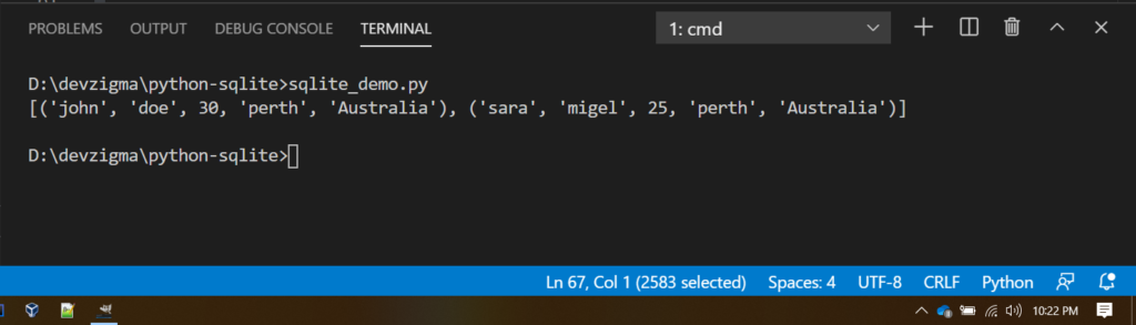 python sqlite crud example - fetchall-multiple-records